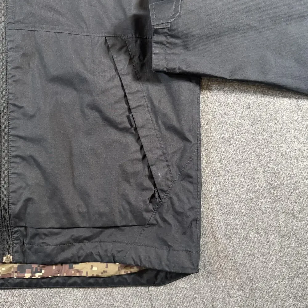 The North Face Millerton Jacket Mens Large Black Hooded Camo Lined Rain Coat
